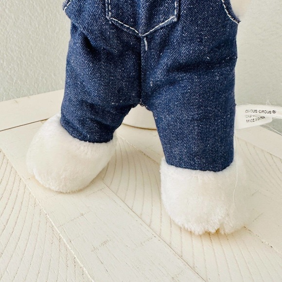 VTG 13" Circus Circus Las Vegas Reno Bunny Rabbit Stuffed Animal Plush Overalls - Picture 3 of 10